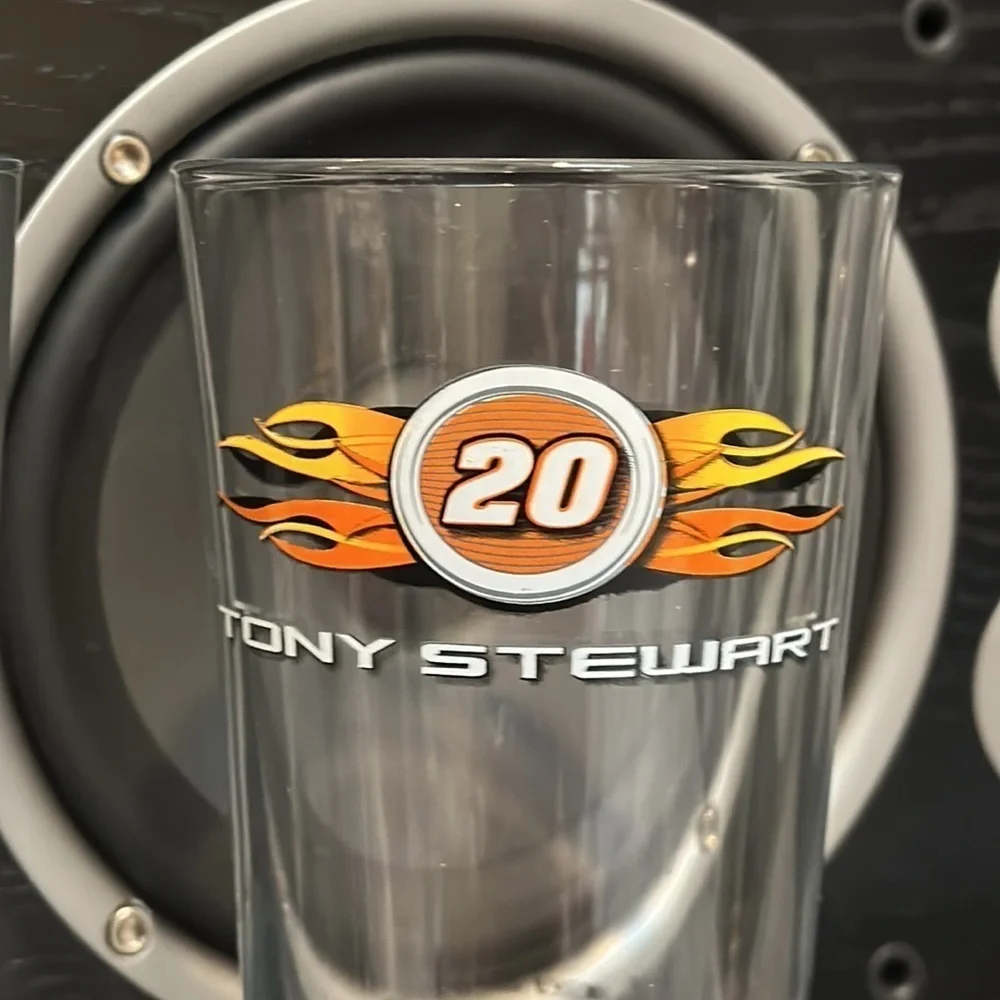TONY STEWART GLASSWARE SET OF 2 GLASS CUPS